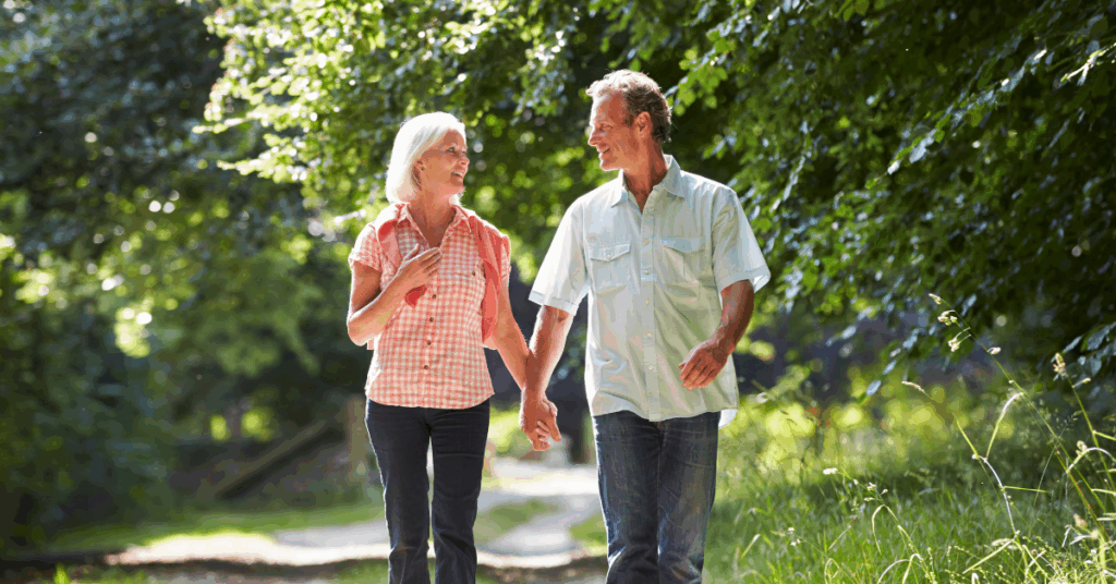 Couple walking holding hands