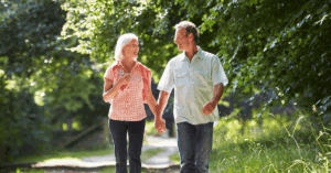 Couple walking holding hands